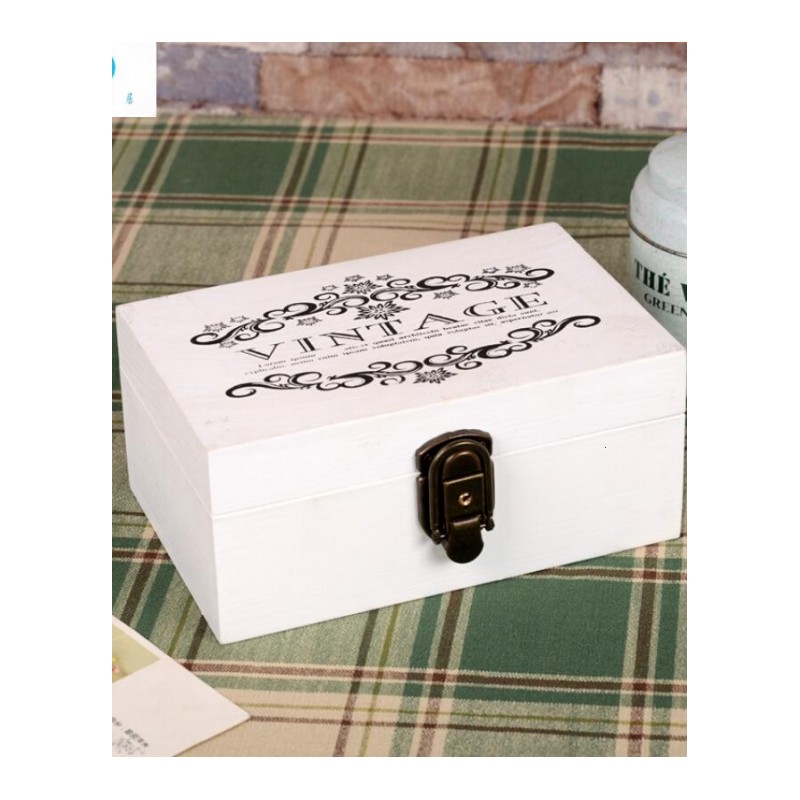 18新款复古桌面收纳盒木质带锁书本盒木盒子软装摆件箱子