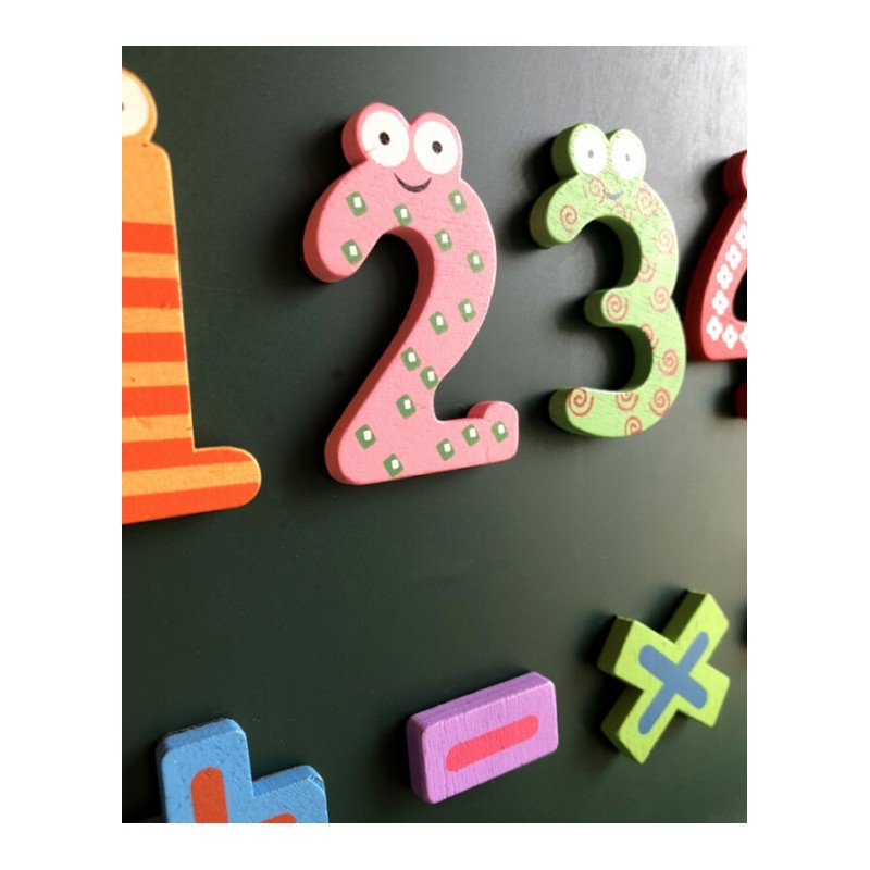18新款宝宝木质数字软磁性贴大小写英文字母磁贴冰箱贴黑板吸铁儿童早教大写字母数字各一套(升级版)中