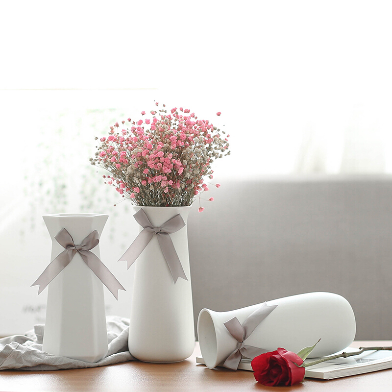 18新款创意欧ins满天星干花花瓶现代简约小清新餐桌客厅陶瓷装饰摆件