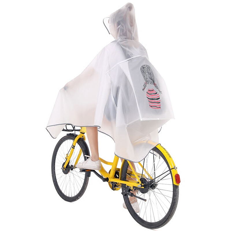 18新款自行车雨衣女男士骑行单人学生山地单车透明雨披时尚个性白色白衣女孩图XXL