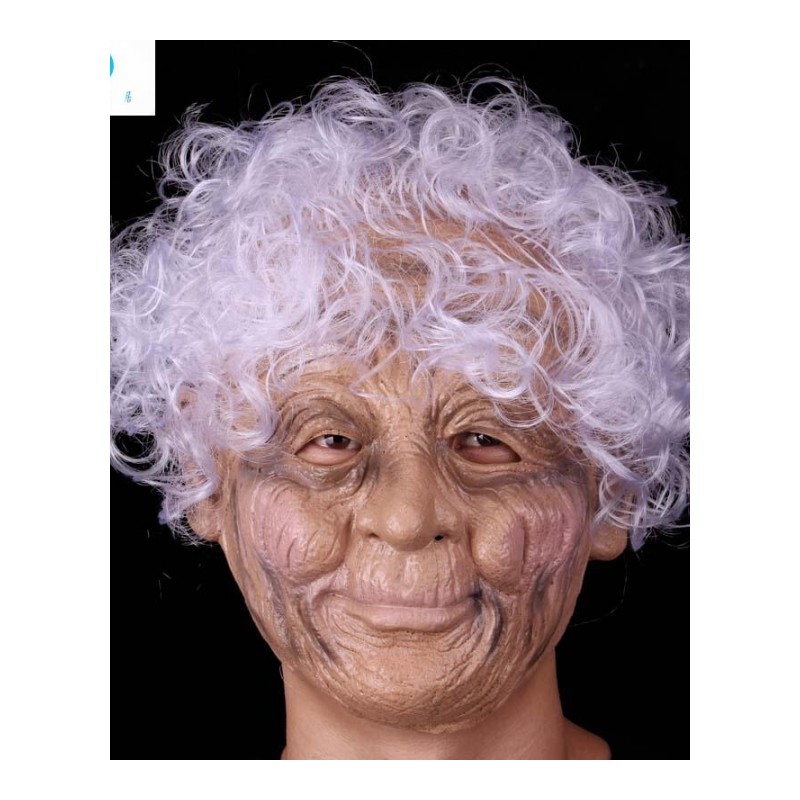 18新款万圣节恐怖鬼脸面具带老太太老奶奶老人具乳胶头套魔鬼全脸面具