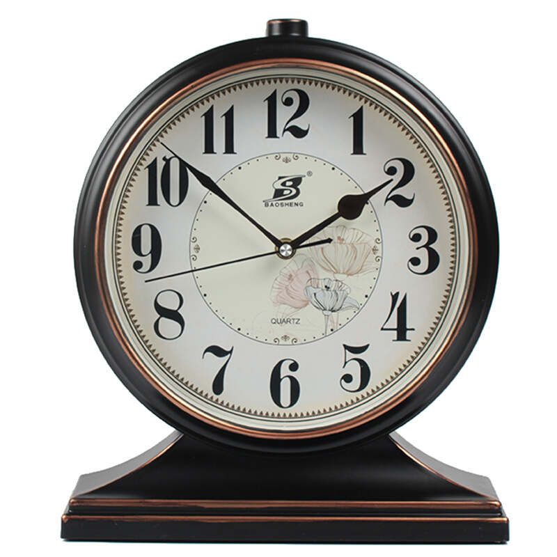 18新款欧式复古座钟台钟客厅美式大号台式钟表摆钟桌面创意坐钟时钟摆件黑+经典黑10英寸