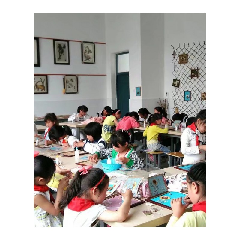 18新款手工制作儿童DIY种子画幼儿园子活动作品 蘑菇小房子A4相框 带A4相框