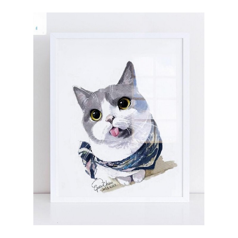 18新款DIY数字油画背景装饰挂画现代简约《我们是朋友》手绘填色画猫咪