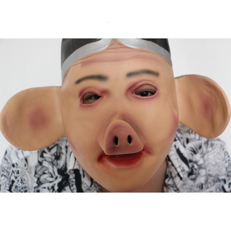 18新款万圣节西游记 猪八戒面具表演服装 猪脸头套 仿真猪八戒面具头套 黑色