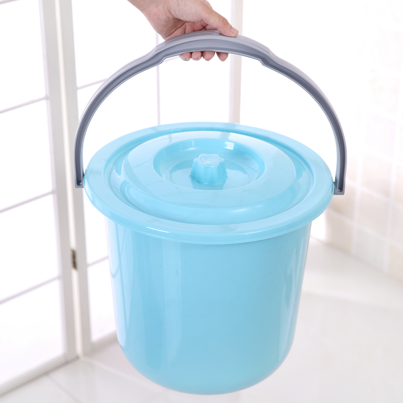 加厚带盖提水桶塑料桶拖地桶提桶塑料时尚水桶洗澡桶储物桶收纳桶生活日用家庭清洁整理收纳用品储物桶收纳桶