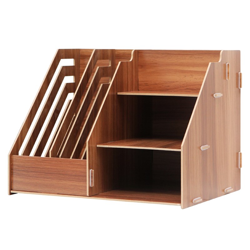 木质文件收纳盒A4整理桌面架子多层办公用品置物框资料书架