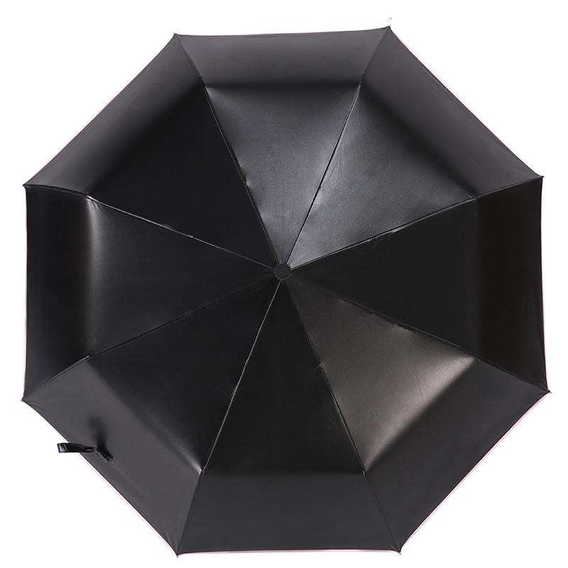 个性简约遮阳伞防晒小黑伞防紫外线太阳伞黑胶三折叠两用晴雨伞女