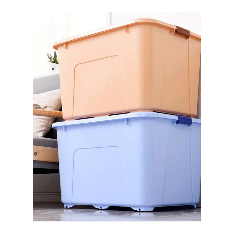 特大号收纳箱塑料储物箱有盖衣服棉被子整理箱整理收纳盒滑轮