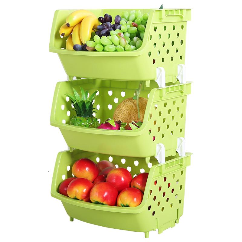 塑料菜篮厨房置物架装放蔬菜架子储物落地收纳篮菜筐3层4多层菜架