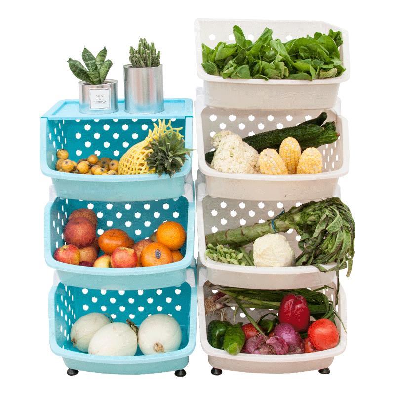 多功能塑料菜篮厨房收纳筐家用整理多层菜架子水果蔬菜落地置物架