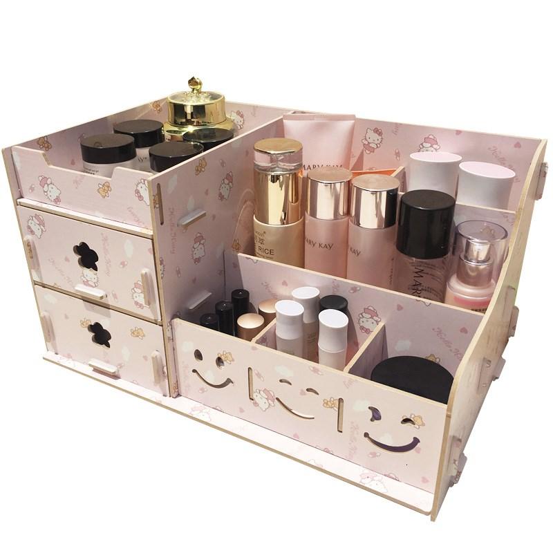 木质桌面DIY化妆品首饰盒架箱韩版创意木制质整理柜化妆品收纳盒
