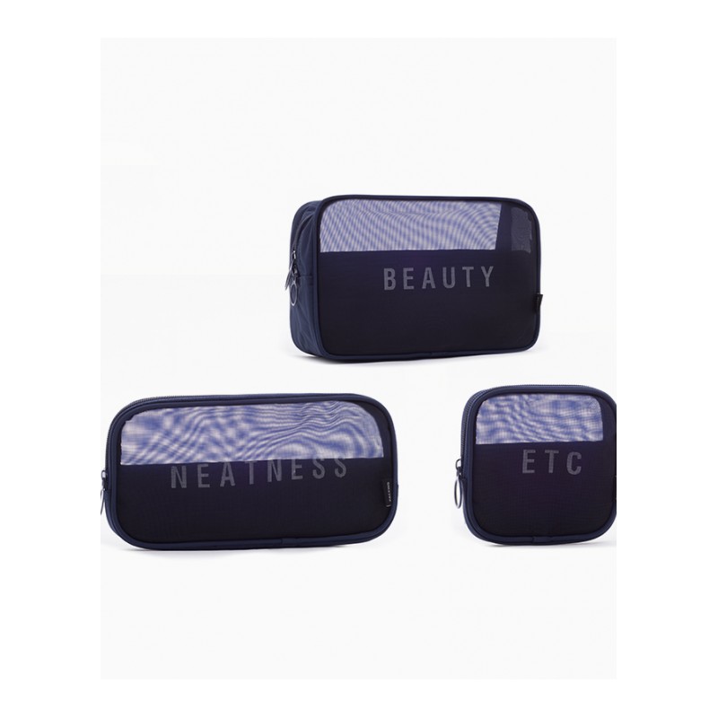 旅行化妆包小号便携收纳简约韩国透明网纱洗漱包化妆大容量收纳袋
