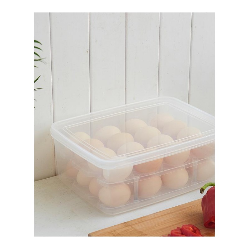 冰箱鸡蛋盒食物保鲜盒鸡蛋托鸡蛋格蛋盒厨房塑料盒子放鸡蛋收纳盒 24格 32格单双层