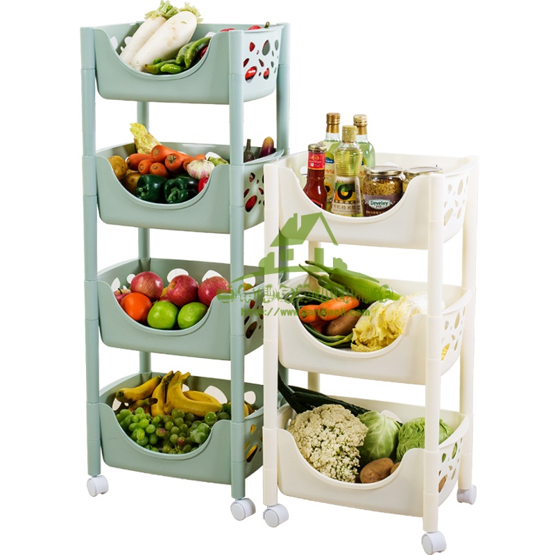 新款蔬菜置物架厨房收纳大容量可移动省空间落地多层塑料水果筐菜架子收纳箱收纳柜收纳盒储物箱