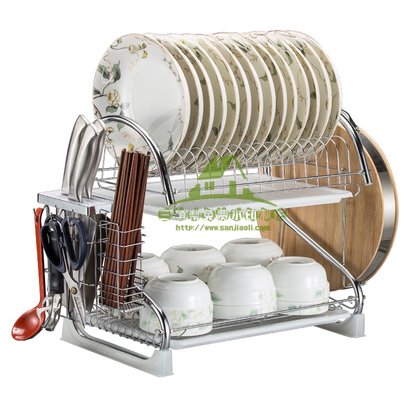 新款沥水碗架双层厨房置物架两层放碗盘滴水碗碟架储物架凉碗筷收纳层架