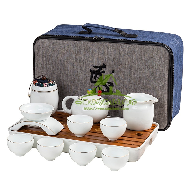 新款陶瓷旅行茶具套装便携包迷你办公日式泡茶壶茶杯简约家用功夫茶盘水杯水具