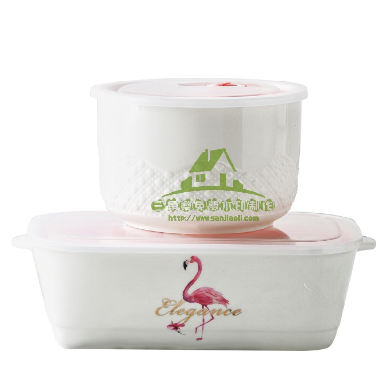 新款新款陶瓷饭盒多格保鲜碗微波炉纯白便当盒带盖食物保鲜盒储物罐子