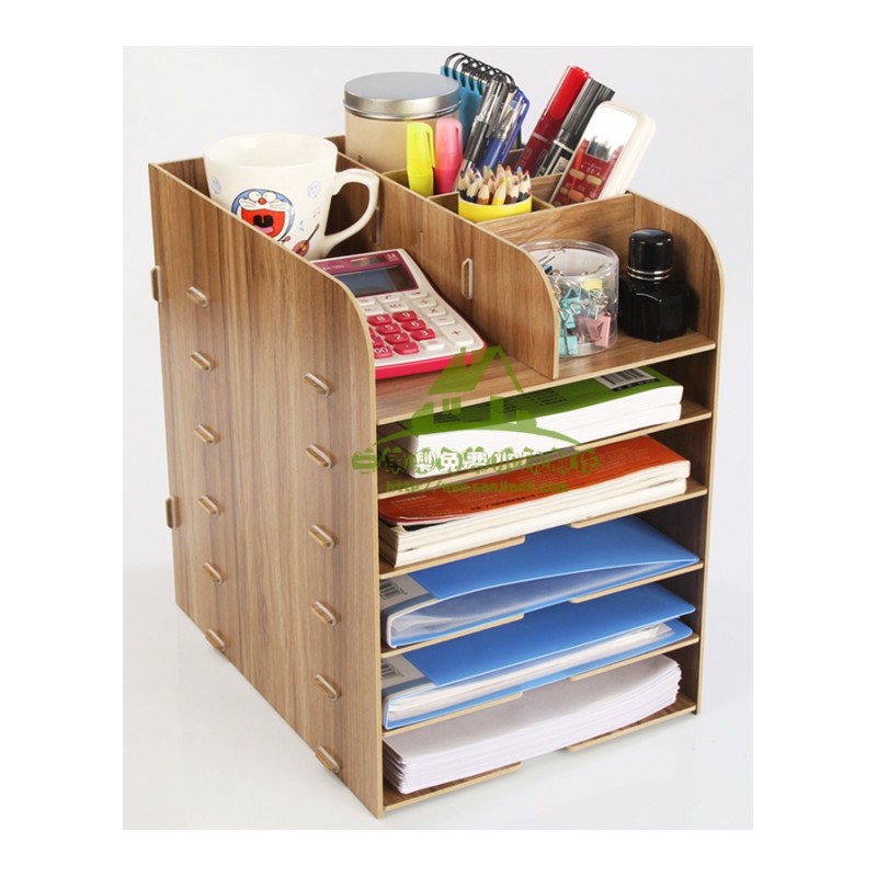 新款木质桌面收纳盒A4多层文件架子办公用品整理置物框资料书架收纳层架置物架
