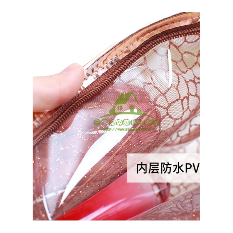新款新款韩国透明防水洗漱包大容量化妆包 性感蕾丝PVC洗浴旅行收纳包收纳包