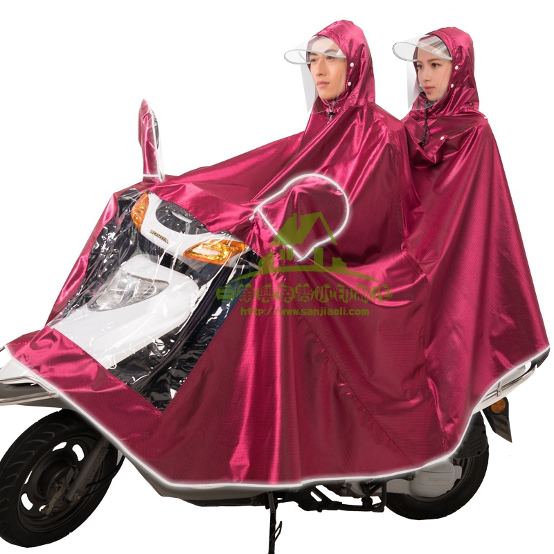 新款摩托车电动车雨衣头盔式单人双人加大加厚电瓶车男女骑行雨披