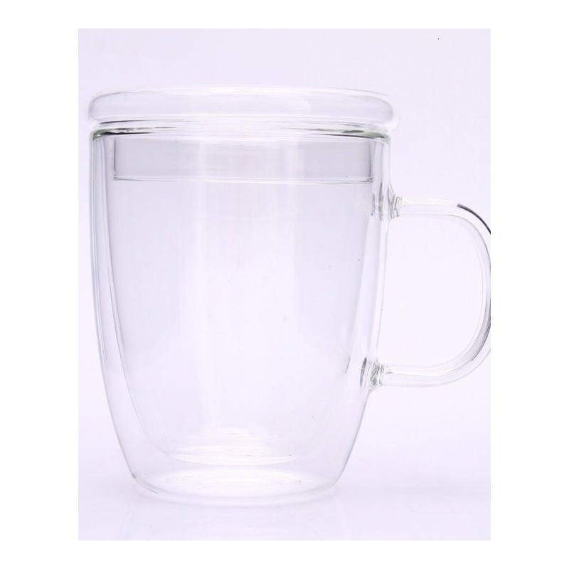 防烫玻璃杯双层透明大容量耐热带把带盖勺办公马克杯咖啡杯泡茶杯多色多款生活日用家庭清洁生活日用家居器皿水具/水杯