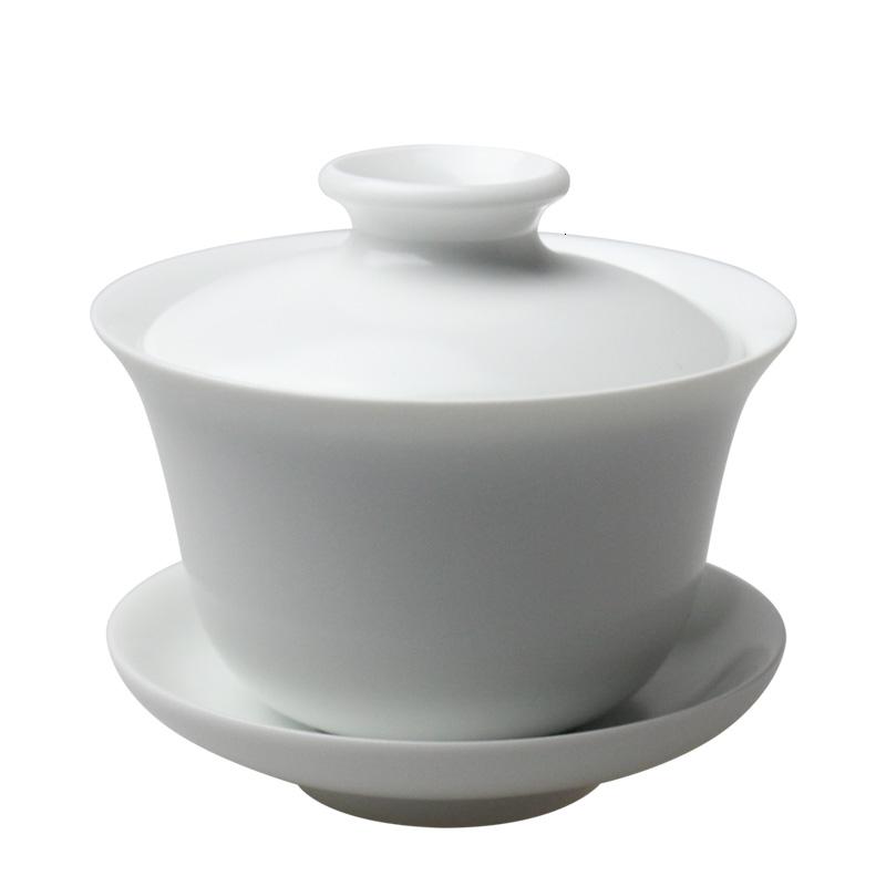 新款白色迷你盖碗日式简约陶瓷三才茶碗功夫茶杯茶具盖碗
