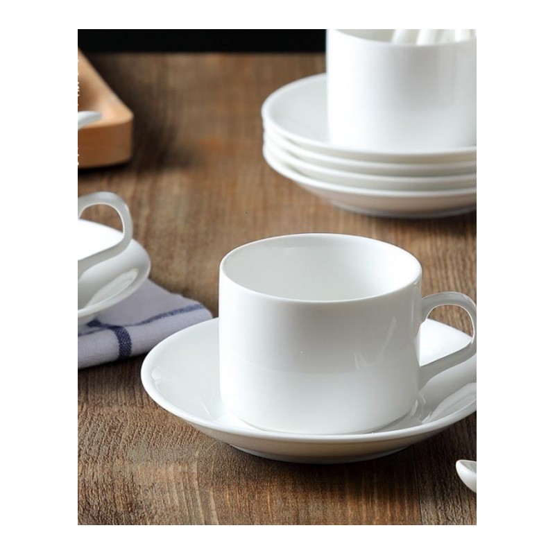 欧式简约花茶具陶瓷咖啡杯碟套装创意6件套骨瓷带架子送勺子