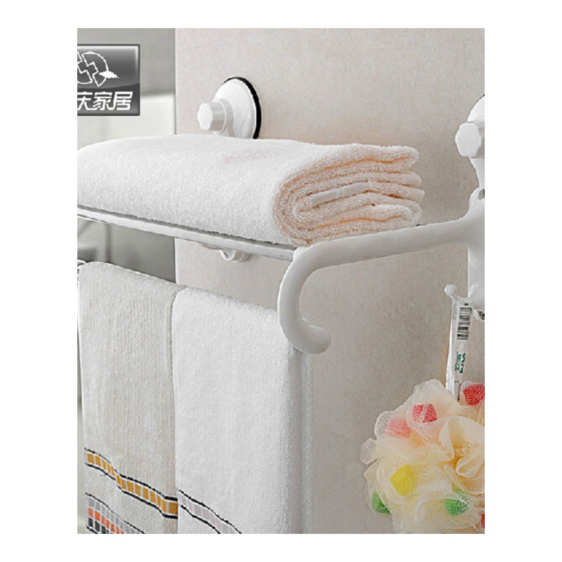 浴巾架 毛巾架 双庆 吸盘式 浴室双层 毛巾杆 置物架