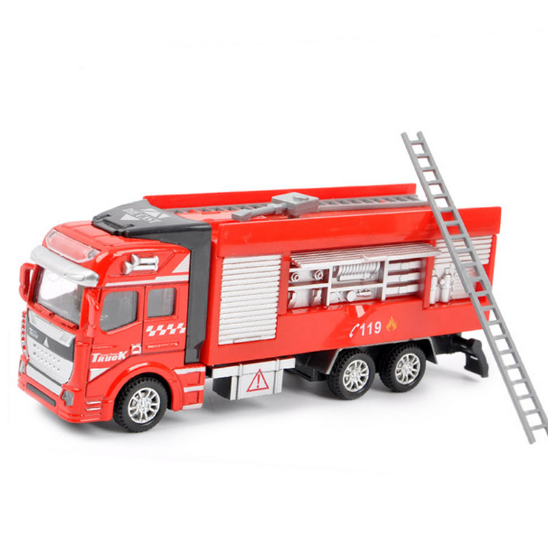 六一节迪邦-儿童玩具车消防车1:48回力合金车模型玩具 消防水炮车