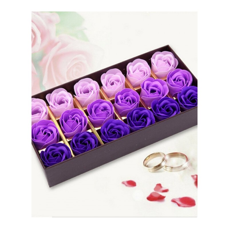 浪漫礼品咖啡盒玫瑰花皂花(18朵)--渐变紫色