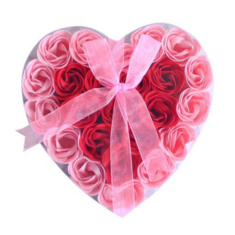 玫瑰香皂花 浪漫爱心玫瑰香皂花--24朵花装