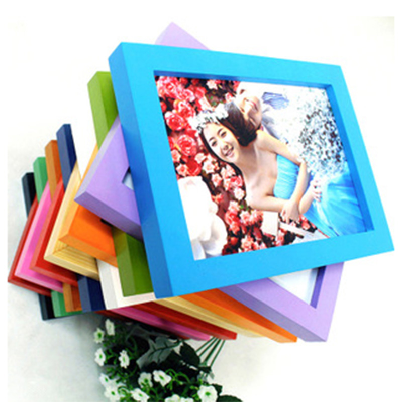 木质礼品相框 平板实木相框 照片墙 6寸挂墙紫色（2个装）