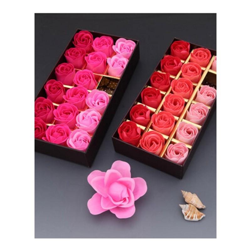 浪漫礼品咖啡盒玫瑰花皂花(18朵)--渐变红色