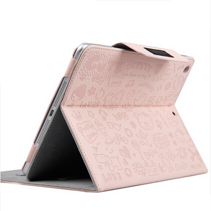 V2ROCK iPad2/3/4 适用小魔女风格保护套 PU套 卡哇伊 卡通皮套淡粉色