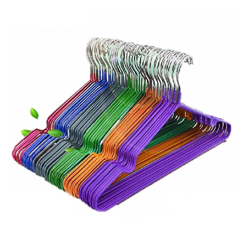 普润 纳米浸塑防滑衣架塑料干湿两用无痕衣架 晾衣架 紫色(10个装)