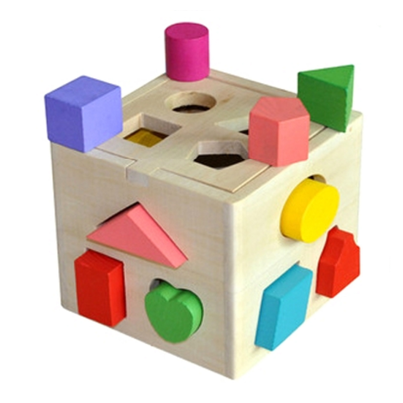 小皇帝 十三孔智力盒玩具形状屋形状盒宝宝学习图形木制玩具