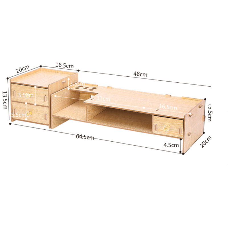 垫电脑显示器屏幕增高架护颈底座办公室台式桌面收纳盒实木置物架 生活日用收纳用品收纳盒