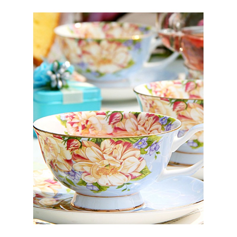 欧式咖啡杯套装下午茶茶具陶瓷英式花茶杯套装家用3件生活日用家居器皿水具水杯