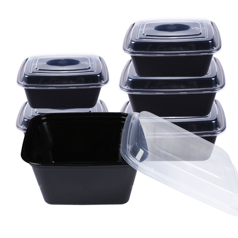 长方形一次性餐盒透明黑色打包盒加厚外卖饭盒塑料汤碗通用简约家居器皿饭盒/便当盒商用