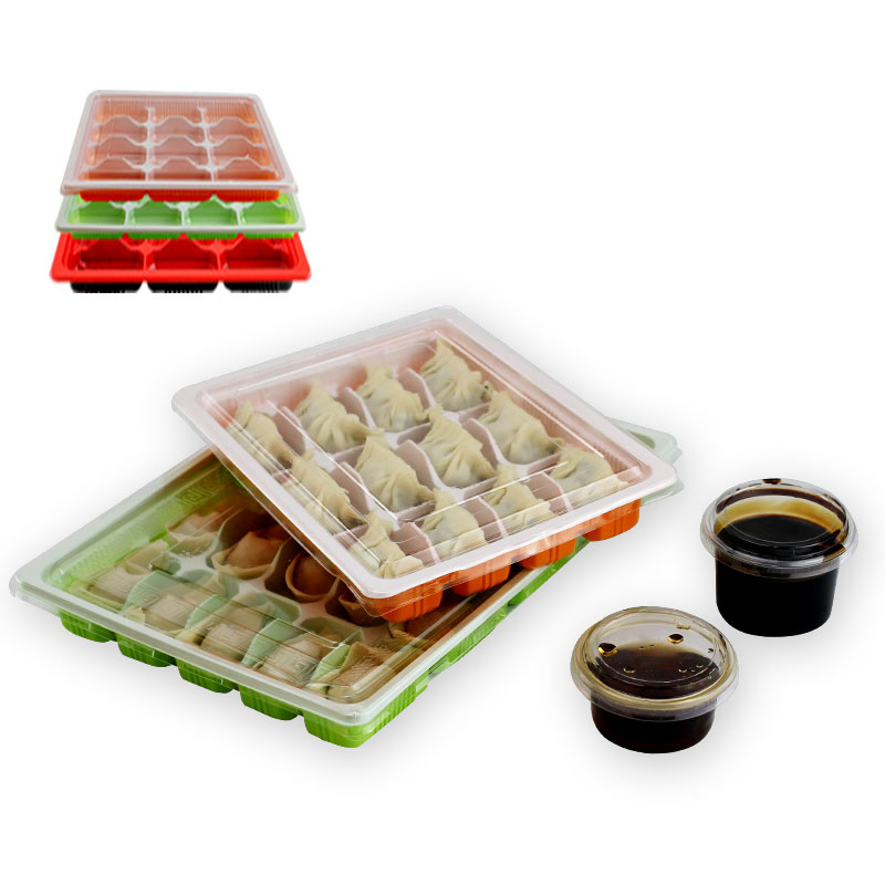 一次性塑料水饺子盒15 18 20格加厚快餐盒打包盒带盖外卖通用简约家居器皿便当盒商用