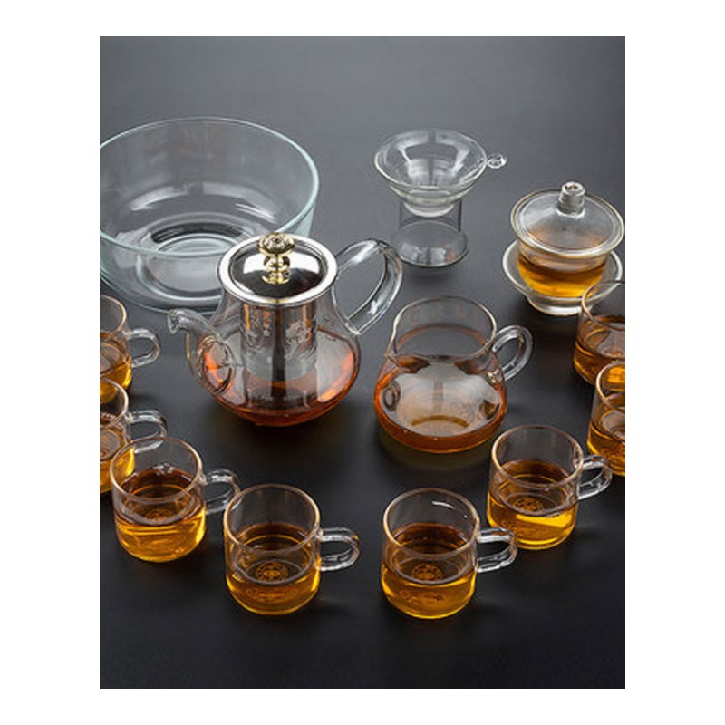 透明玻璃茶具套装家用简约功夫茶具刚胆壶泡茶器过滤整套创意简约生活日用家居用品水具