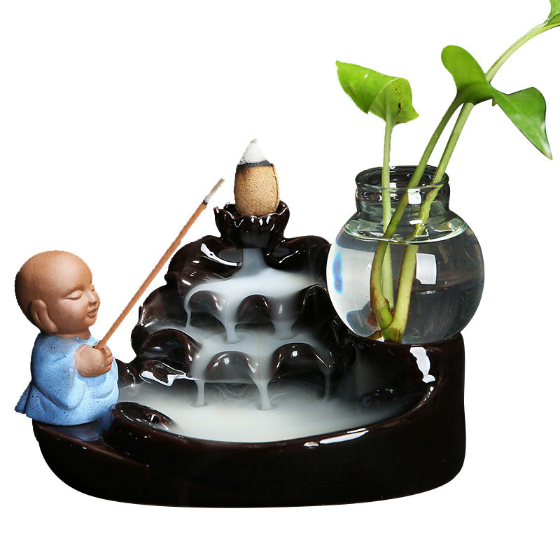 茶宠倒流香创意陶瓷可养紫砂小和尚家居办公禅意茶玩摆件通用简约家居器皿水具