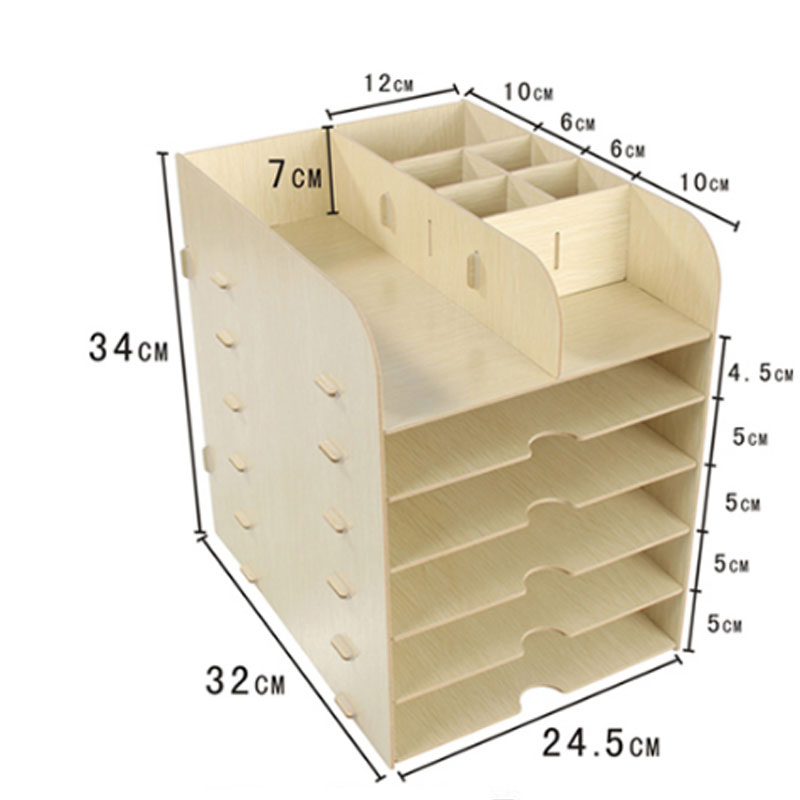 木质桌面收纳盒A4多层文件架子办公用品整理置物框资料书架生活日用收纳用品收纳盒