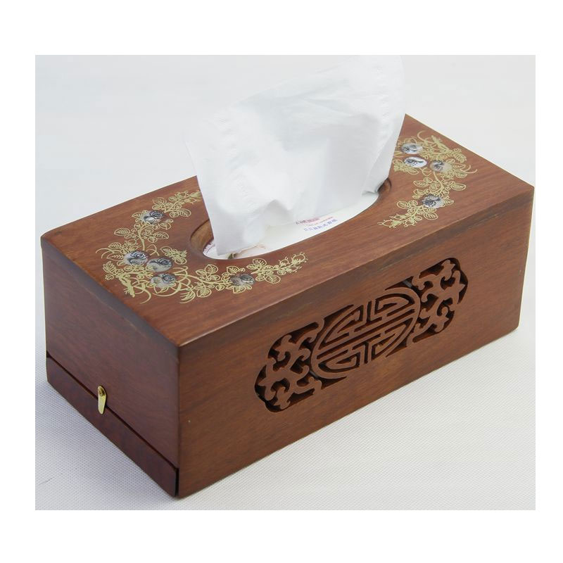 木纸巾盒客厅纸巾盒花抽纸盒实木花梨木纸巾盒通用简约收纳用品收纳盒日用品