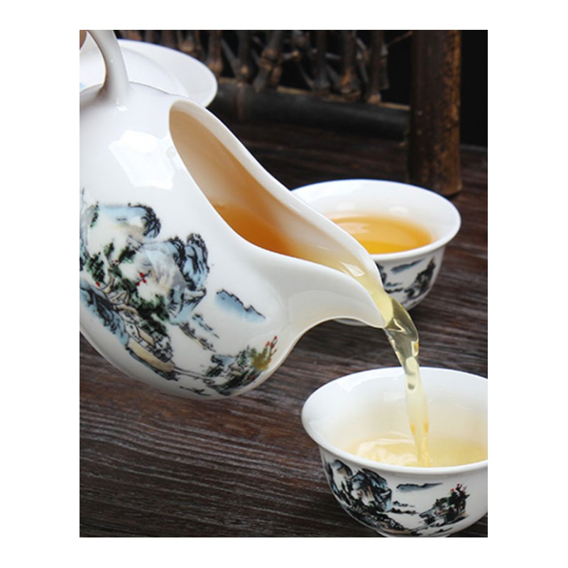 茶具套装功夫茶 陶瓷茶杯套装白瓷整套青花瓷茶杯盖碗茶具创意简约家居家用水具水杯