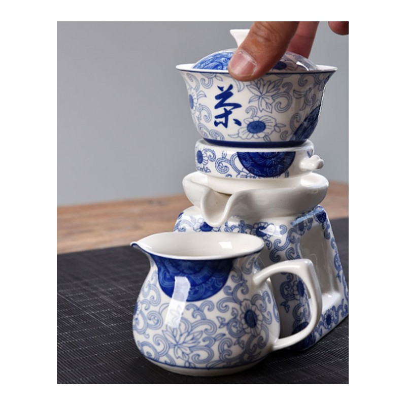 茶具套装家用石磨创意陶瓷茶壶功夫茶杯自动泡茶器创意简约家居家用水杯水具