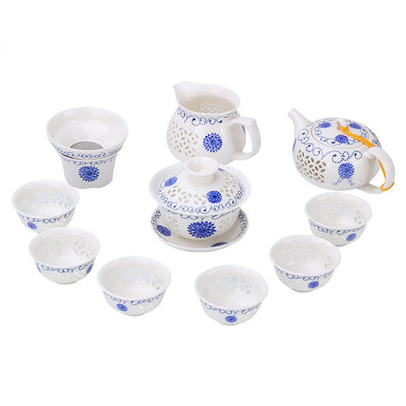 创意家用陶瓷茶具套装茶盘盖碗茶壶泡茶杯简约 生活日用家居器皿 水具水杯