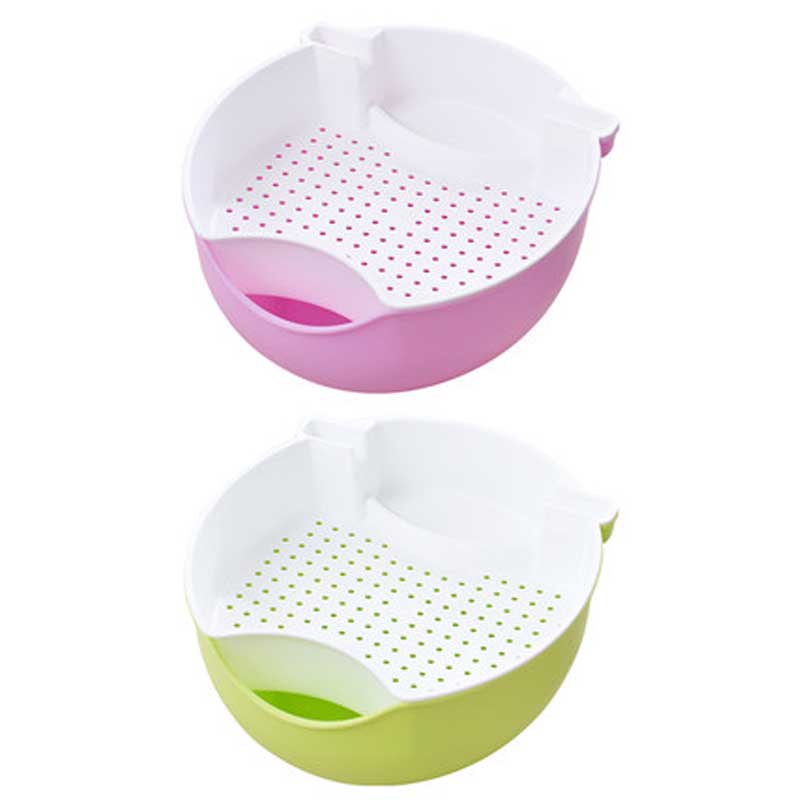 [ 混色无盖两个装]双层水果盘沥水篮家用懒人糖果盘盒创意厨房客厅嗑吃瓜子塑料