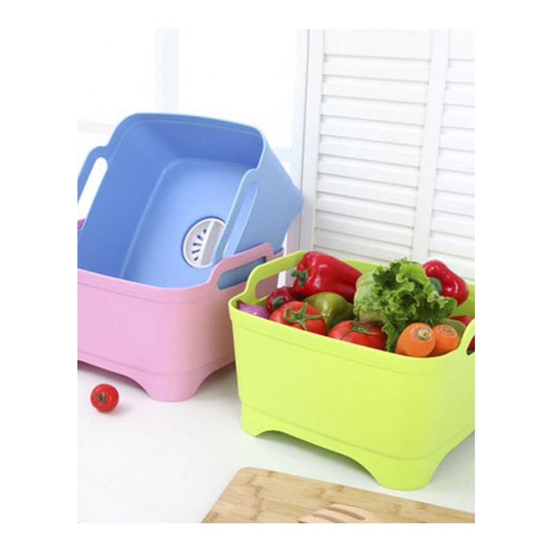 【颜色随机】创意塑料移动水厨房洗菜篮果蔬淘菜筛子水果盘滴漏盆沥水篮